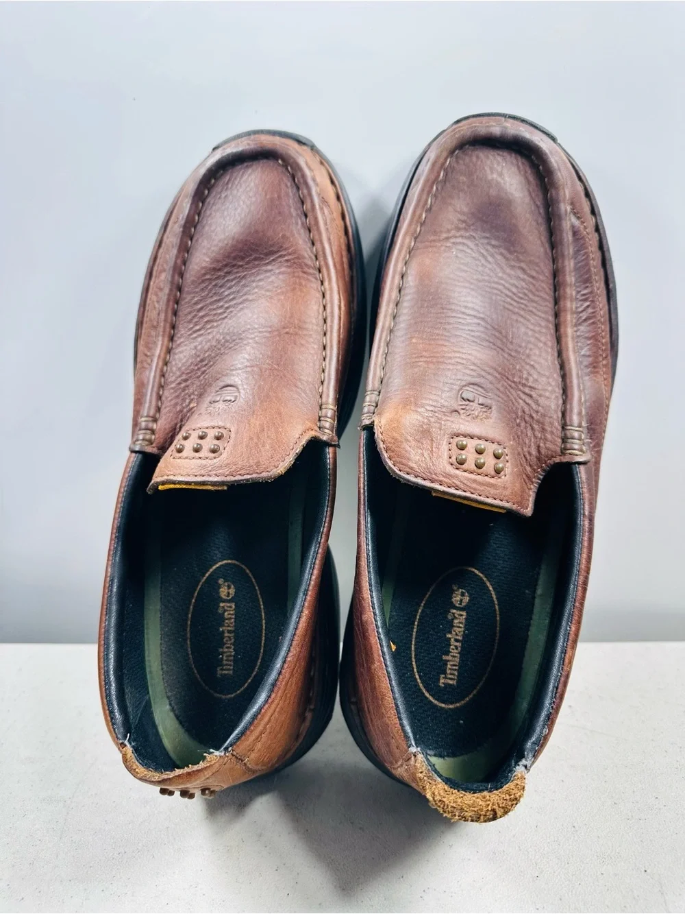 Timberland Pebbled Leather Slip On Loafer Shoe Mens Size 9,5 Brown